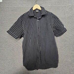 KFC  Uniforms Men Large Black Pinstripe Short Sleeve Work Shirt Colonel Logo